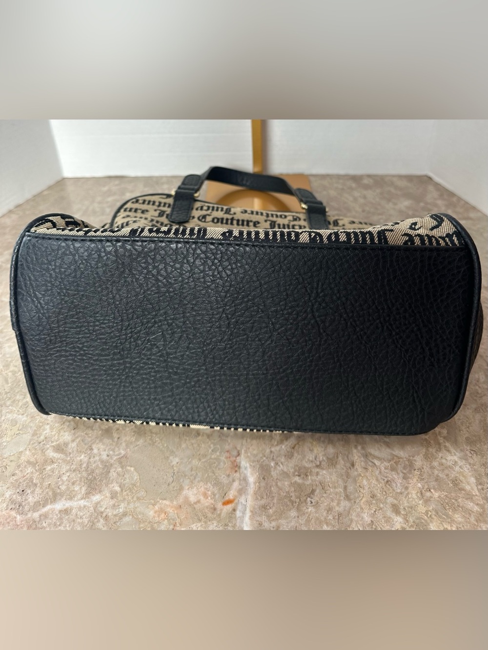 Juicy Couture Sweet Surrender Black Beige Satchel Monogram Dome Goth Hand Bag - Picture 9 of 13